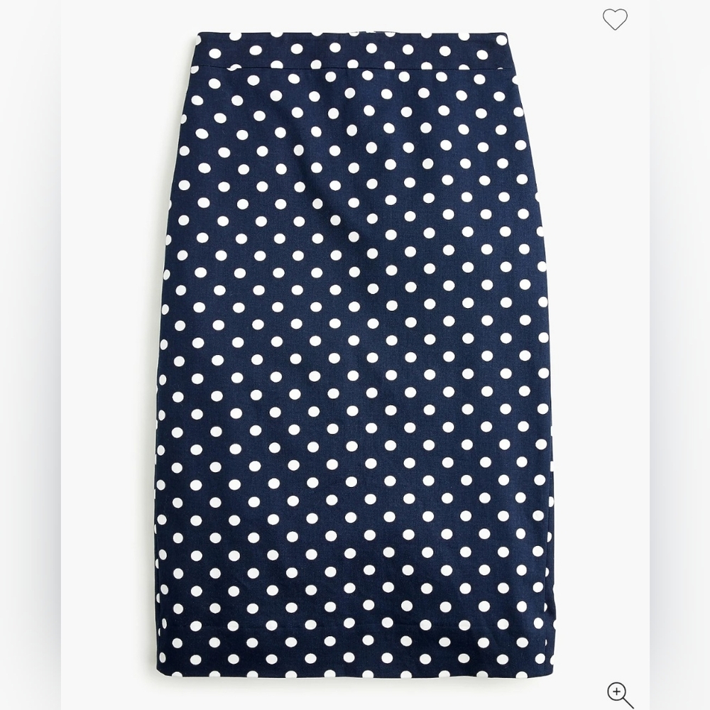 J. Crew Navy Pencil Skirt with White Polka Dots